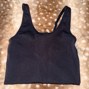 aerie Black Ribbed Scoop Bodysuit